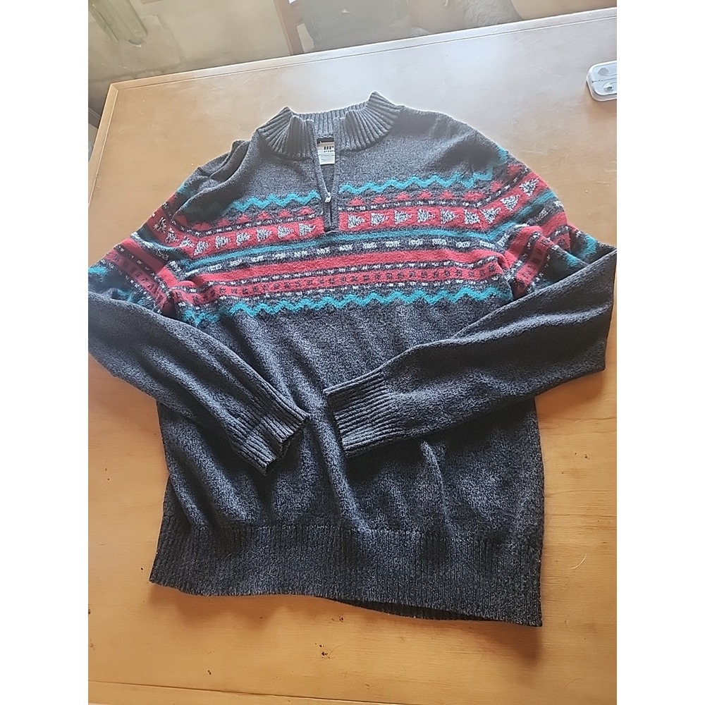 Urban Pipeline Mens 1/4 Zip-Up Sweater XLarge Grey‎ Fair Isle Print